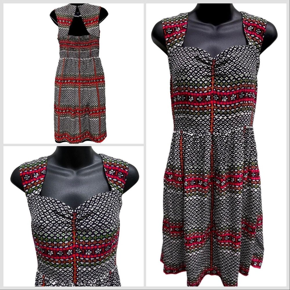 Maple Anthropologie Silk Sleeveless Sweetheart Neck Midi Dress Women’s 10 Mosaic